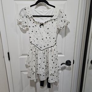 ⚡ 2 for $5 - Cream and Black Heart Dress